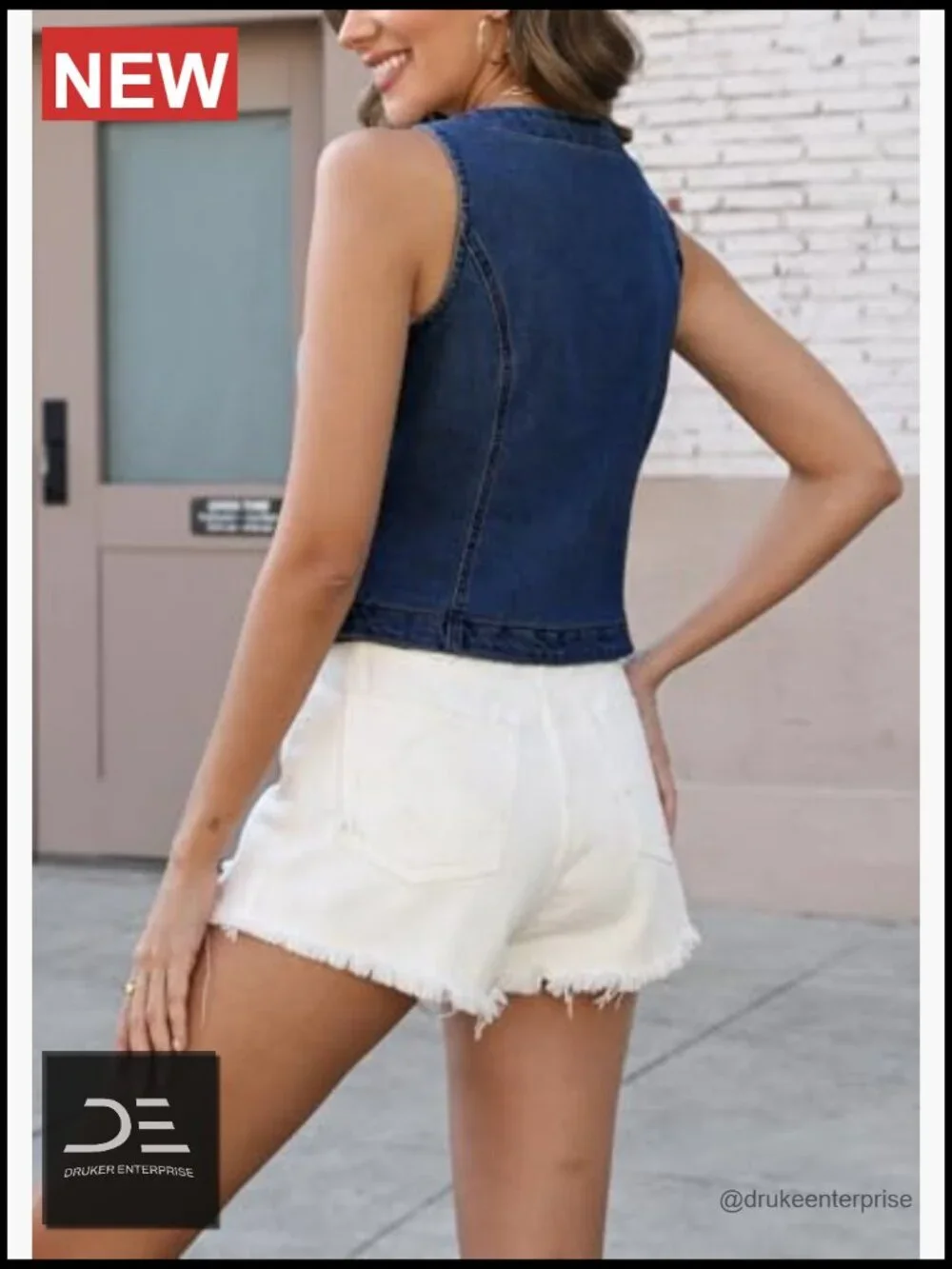 Sleeveless Crop Denim Vest Button Down Y2K Waistcoat